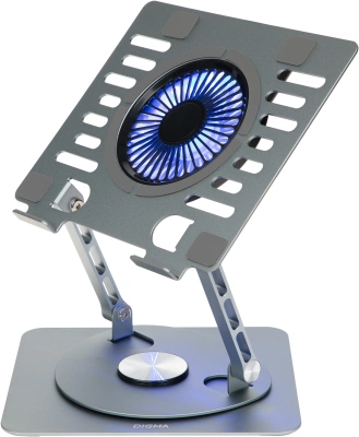 Подставка для ноутбука Digma D-NCP170-1xRGB110-360 17" 240x230x50мм 28дБ 2xUSB 1x 110ммFAN 940г Fan-control алюминий серый