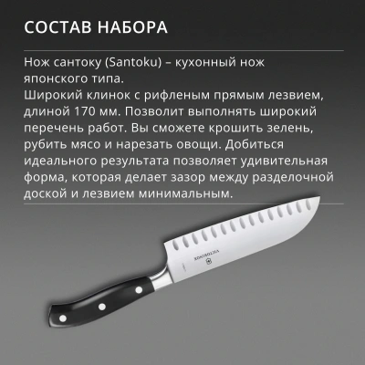 Набор ножей кухон. Victorinox Grand Maitre Cutlery Block 7.7243.6 (7.7243.6) компл.:6предм. с подставкой черный подар.коробка