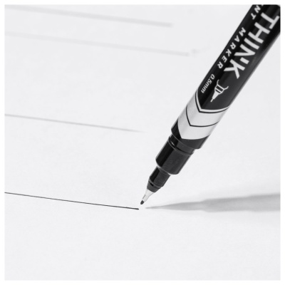 Маркер перманентный Deli EU211-BK Think двойной пиш. наконечник 0.5-1мм черный