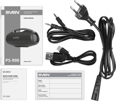 Колонка порт. Sven АС PS-990 черный 180W 2.0 BT/3.5Jack 5200mAh (без.бат) (SV-022891)