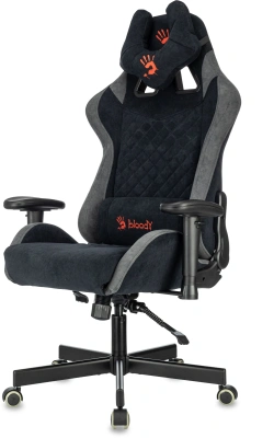 Кресло игровое A4Tech Bloody GC-580 черный/серый искусственная замша с подголов. крестов.