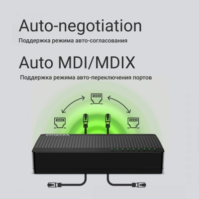 Коммутатор Digma DSW-108GE DSW-108GEV2 (L2) 8x1Гбит/с неуправляемый