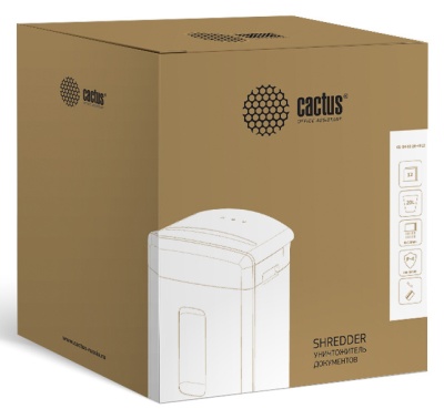 Шредер Cactus CS-SH-12-20-4X12 (секр.P-4) фрагменты 12лист. 20лтр. скобы пл.карты