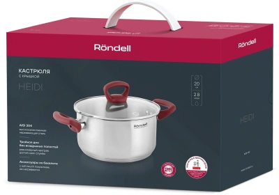 Кастрюля Rondell Heidi RDS-1113 2.8л. d=20см (с крышкой) стальной