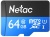 Флеш карта microSDXC 64GB Netac NT02P500STN-064G-R P500 + adapter