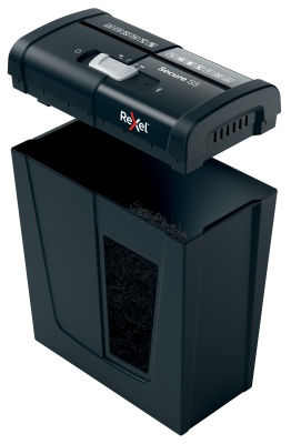 Шредер Rexel Secure S5 EU черный (секр.Р-2) ленты 5лист. 10лтр. скрепки скобы