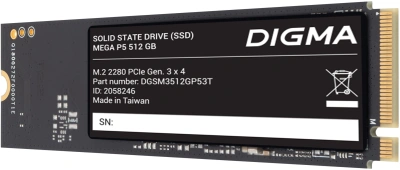 Накопитель SSD Digma PCIe 3.0 x4 512GB DGSM3512GP53T Mega P5 M.2 2280