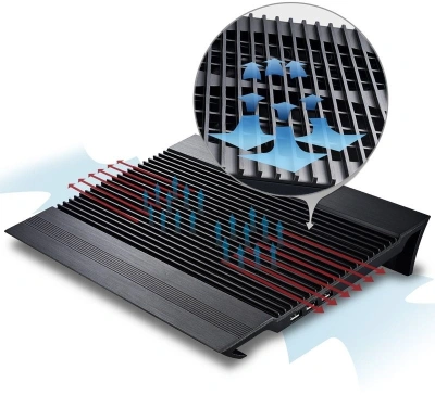 Подставка для ноутбука Deepcool N8 (DP-N24N-N8BK) 17" 380x278x55мм 25дБ 3xUSB 2x 140ммFAN 1244г алюминий черный