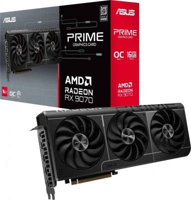 Видеокарта Asus PCI-E 5.0 PRIME-RX9070-O16G AMD Radeon RX 9070 16Gb 256bit GDDR6 2120/20000 HDMIx1 DPx3 HDCP Ret