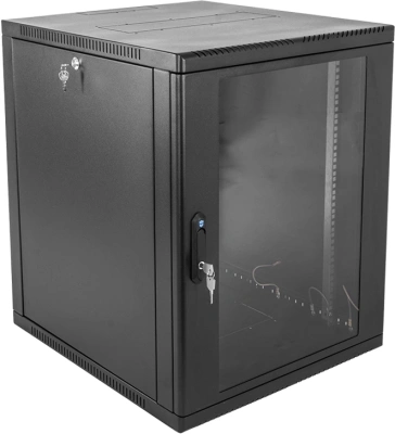 Шкаф коммутационный ЦМО (ШРН-15.500-9005) настенный 15U 600x529мм пер.дв.стекл 200кг черный 470мм 18кг 180град. 612мм IP20 металл