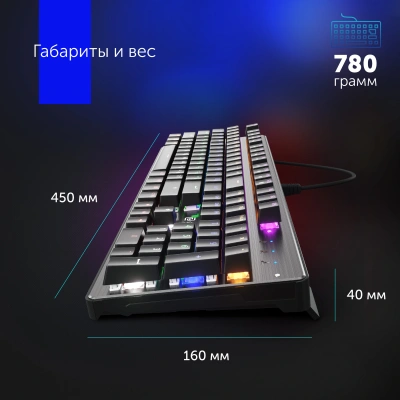 Клавиатура Оклик 970G Dark Knight механическая черный/серебристый USB for gamer LED (499578) кабель 1.5м