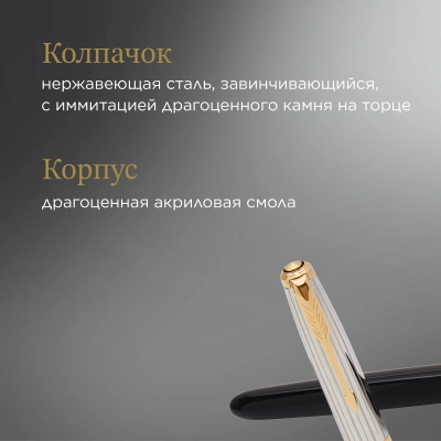 Ручка перьев. Parker 51 Premium (CW2169030) Black St.Steel GT F сталь нержавеющая подар.кор.