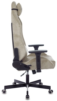 Кресло игровое Knight N1 Fabric бежевый Light-21 с подголов. крестов. металл