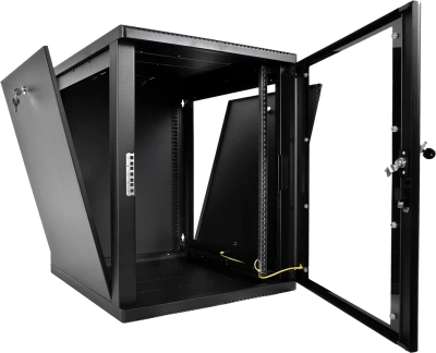 Шкаф коммутационный ЦМО (ШРН-М-12.500-9005) настенный 12U 600x520мм пер.дв.стекл 130кг черный 456мм 21.6кг 180град. 610мм IP20 сталь