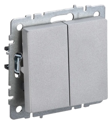 Выключатель IEK Brite ВС10-2-0-БрА скрыт. 2кл. IP20 алюминий (BR-V20-0-10-K47)