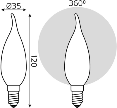 Лампа светодиодная Gauss Filament 104201209 9Вт цок.:E14 свеча 220B (упак.:1шт)
