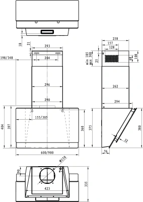 Вытяжка каминная Gorenje WHI649X21P черный управление: сенсорное (1 мотор)