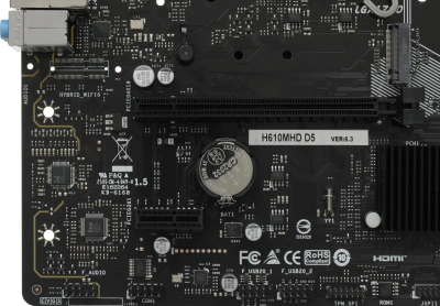 Материнская плата Biostar H610MHD D5 Soc-1700 Intel H610 2xDDR5 mATX AC`97 8ch(7.1) GbLAN+DVI+HDMI