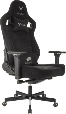 Кресло игровое Knight Hunter черный Alfa Black искусственная замша с подголов. крестов. металл