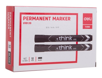 Маркер перманентный Deli EU10120 Think скошенный пиш. наконечник 1.5-5мм черный