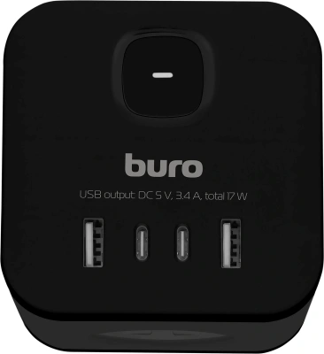 Сетевой разветвитель Buro BU-PW3UC-B (3 розетки) черный (коробка)