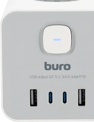 Сетевой удлинитель Buro BU-PTE4.1UC-W 1.5м (4 розетки) белый (коробка)