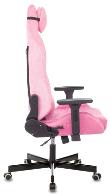 Кресло игровое Knight N1 Fabric розовый Velvet 36 с подголов. крестов. металл