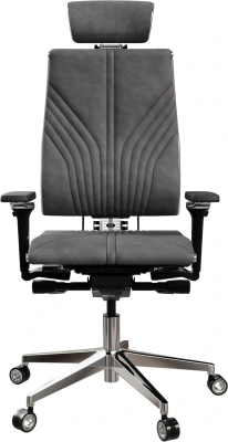 Кресло руководителя эргономичное Метта Yoga 4DF B2-12D - GoyaLE темно-серый сиденье темно-серый велюр с подголов. крестов.5-луч. металл хром