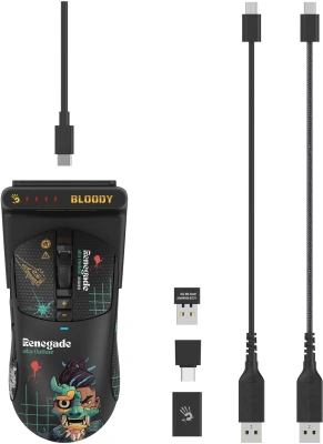 Мышь A4Tech Bloody R72 Ultra Duo Renegade черный оптическая 20000dpi беспров. USB/USB-C 7but