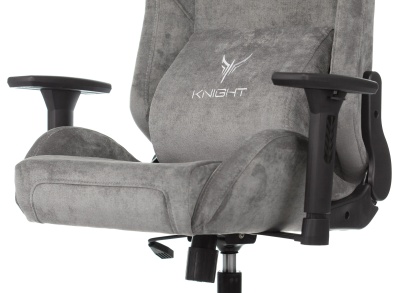 Кресло игровое Knight N1 Fabric серый Light-19 с подголов. крестов. металл