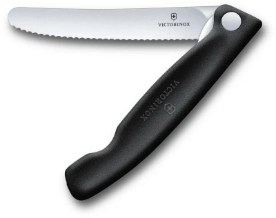 Нож кухонный Victorinox Swiss Classic (6.7833.F) стальной столовый для овощей лезв.110мм серрейт. заточка черный карт.коробка