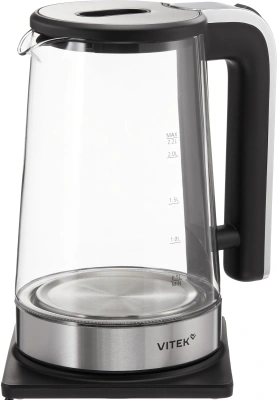Чайник электрический Vitek VT-WK1073 2.2л. 1800Вт черный/серебристый корпус: стекло