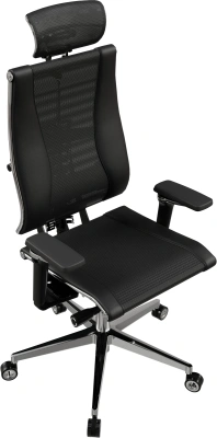 Кресло руководителя эргономичное Метта Yoga 4DF B2-14D - YM93+Infinity черный сиденье черный сет./экокожа с подголов. крестов. алюминий хром