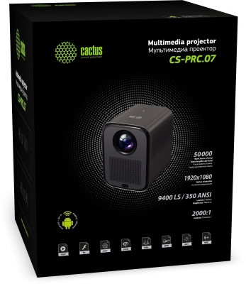 Проектор Cactus CS-PRC.07WT.Full HD-A LCD 9400Lm LS 350Lm ANSI (1920x1080) 2000:1 ресурс лампы:50000часов 1xUSB typeA 1xHDMI 1кг