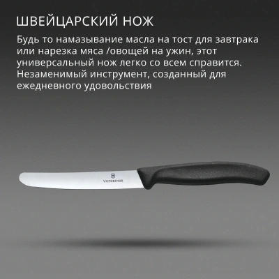 Нож кухонный Victorinox Swiss Classic (6.7803) стальной столовый для овощей лезв.110мм прямая заточка черный