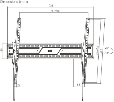 Кронштейн для телевизора Ultramounts UM850T черный 43"-100" макс.75кг настенный наклон