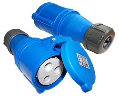 Розетка Lanmaster LAN-IEC-309-32A1P/F однофазная разборная 32A 250V синий