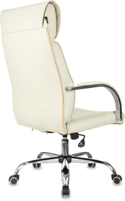 Кресло руководителя Бюрократ T-8010SL слоновая кость экокожа крестов. металл хром