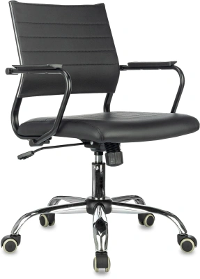 Кресло Бюрократ CH Balance-Low SL PU Line черный экокожа низк.спин. крестов. металл хром