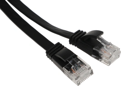 Патч-корд Buro Flat 10Гбит/с UTP 4 пары cat.6 Cu molded 0.5м черный RJ-45 (m)-RJ-45 (m) (BU-C6-FLAT-0.5M-B)