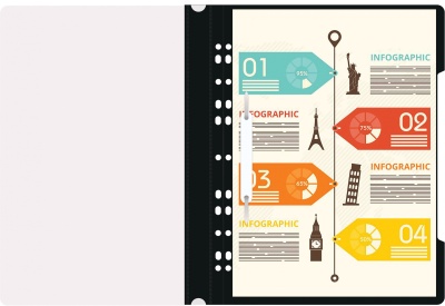 Папка-скоросшиватель Бюрократ PS-P20BLCK A4 прозрач.верх.лист боков.перф. пластик черный 0.12/0.16