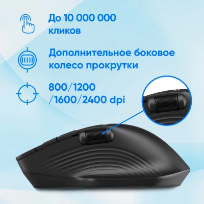 Мышь Оклик 501MW черный оптическая 2400dpi беспров. USB для ноутбука 6but (1877553)