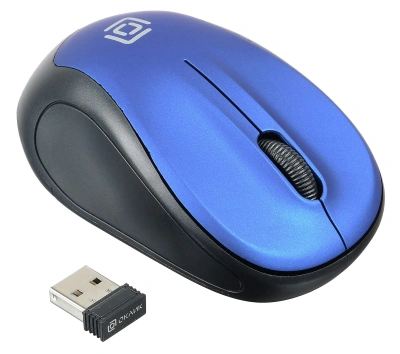 Мышь Оклик 665MW черный/синий оптическая 1600dpi беспров. USB для ноутбука 3but (1025132)
