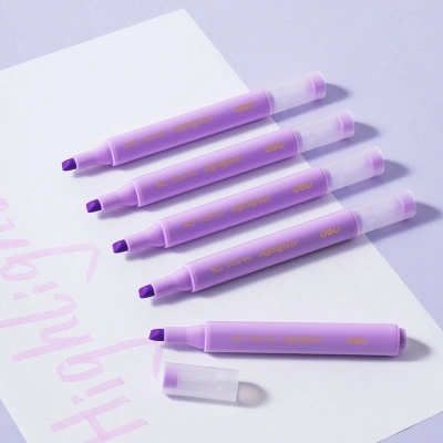 Текстовыделитель Deli EU12S-PR скошенный пиш. наконечник 1-5мм фиолетовый коробка картонная