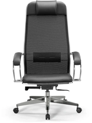 Кресло Метта ErgoLife Comfort черный сиденье черный сет./экокожа с подголов. крестов. сталь хром