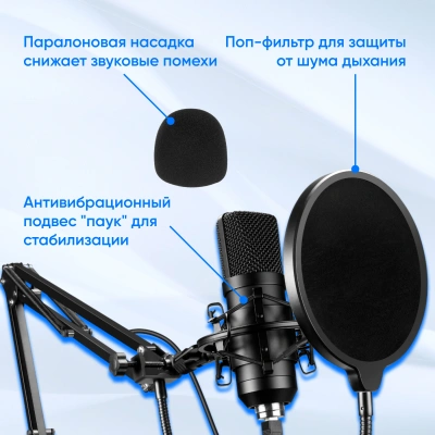 Микрофон проводной Оклик SM-700G 2.5м черный