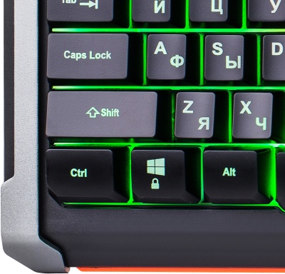 Клавиатура Оклик 717G BLACK DEATH черный/оранжевый USB Multimedia for gamer LED (476395) кабель 1.5м