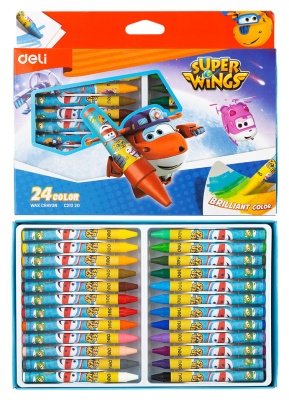 Восковые мелки Deli EC21020 Super Wings 24цв. картон.кор./европод.