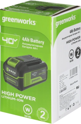 Батарея аккумуляторная Greenworks G40HP4 40В 4Ач Li-Ion (2958507)