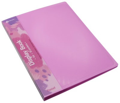 Папка с 20 прозр.вклад. Бюрократ Пастель PAST20PINK A4 пластик 0.5мм торц.карм с бум. встав розовый